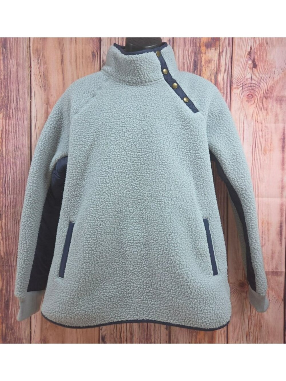 Southern Tide Womens Light Blue Sherpa Jacket Large Snap Closure